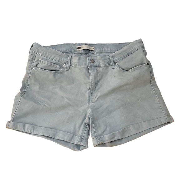 Levi's Denim Shorts Women 32 Light Blue Gray Good Cuffed Mid Rise 5-Pocket - Picture 2 of 6